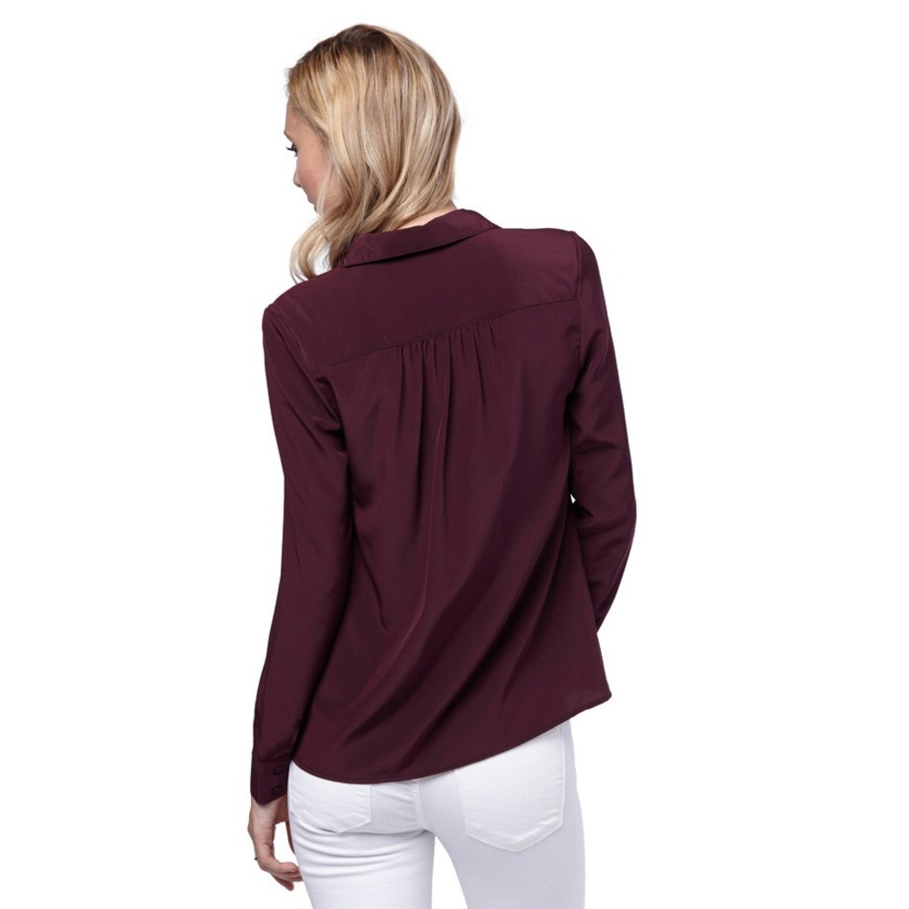 Cuyana gathered silk button down shirt